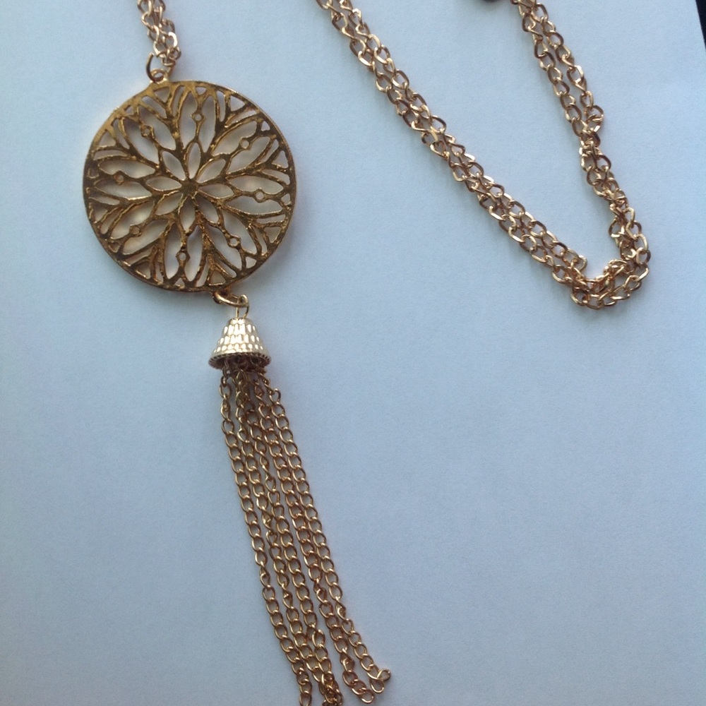 NEW LONG CHAIN GOLD COLOR NECKLACE TASSEL